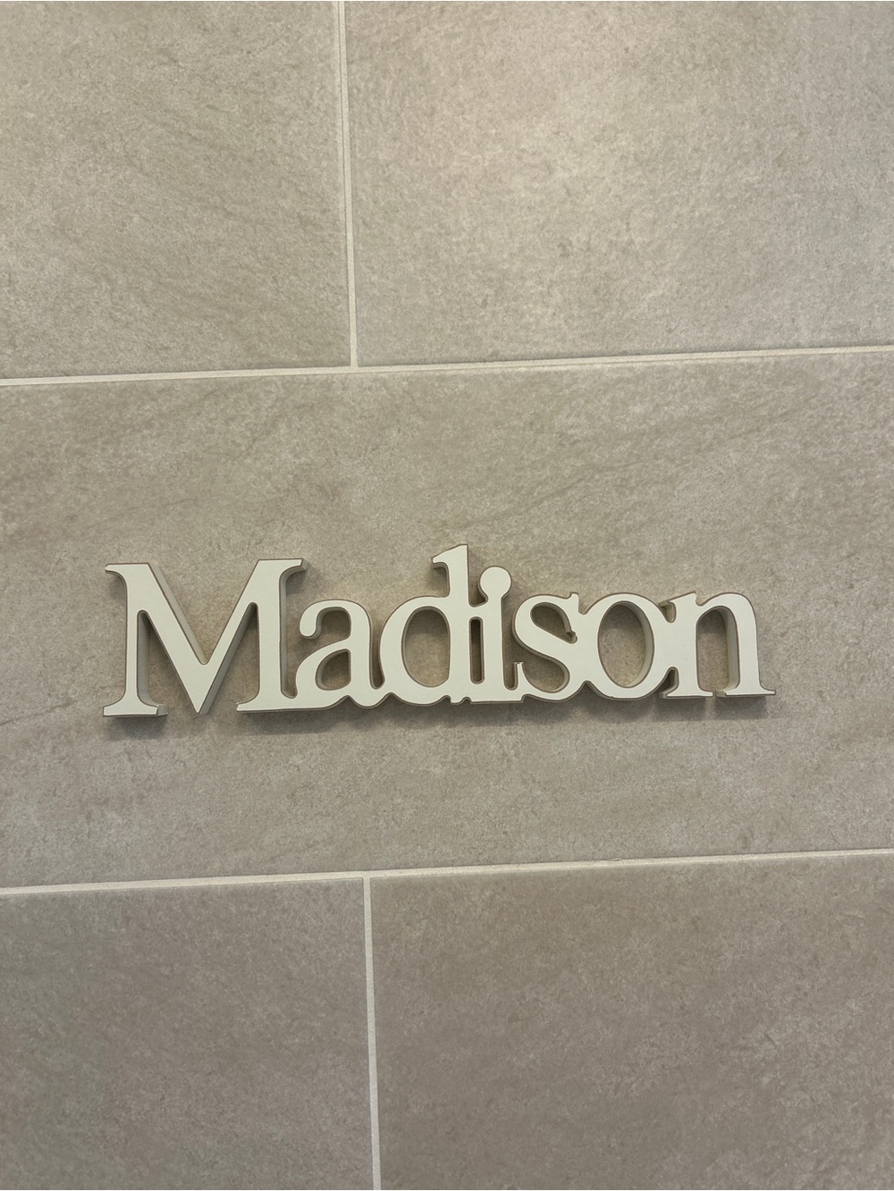 Madison Wooden Name Sign White Freestanding Nursery Kids Room Decor with Box